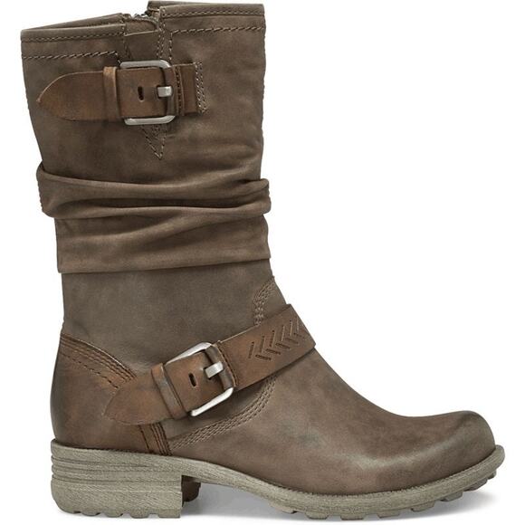 Rockport Cobb Hill Brooke Stone Brown Slouchy Sueded Leather Mid Calf Boots 8M - Picture 1 of 12